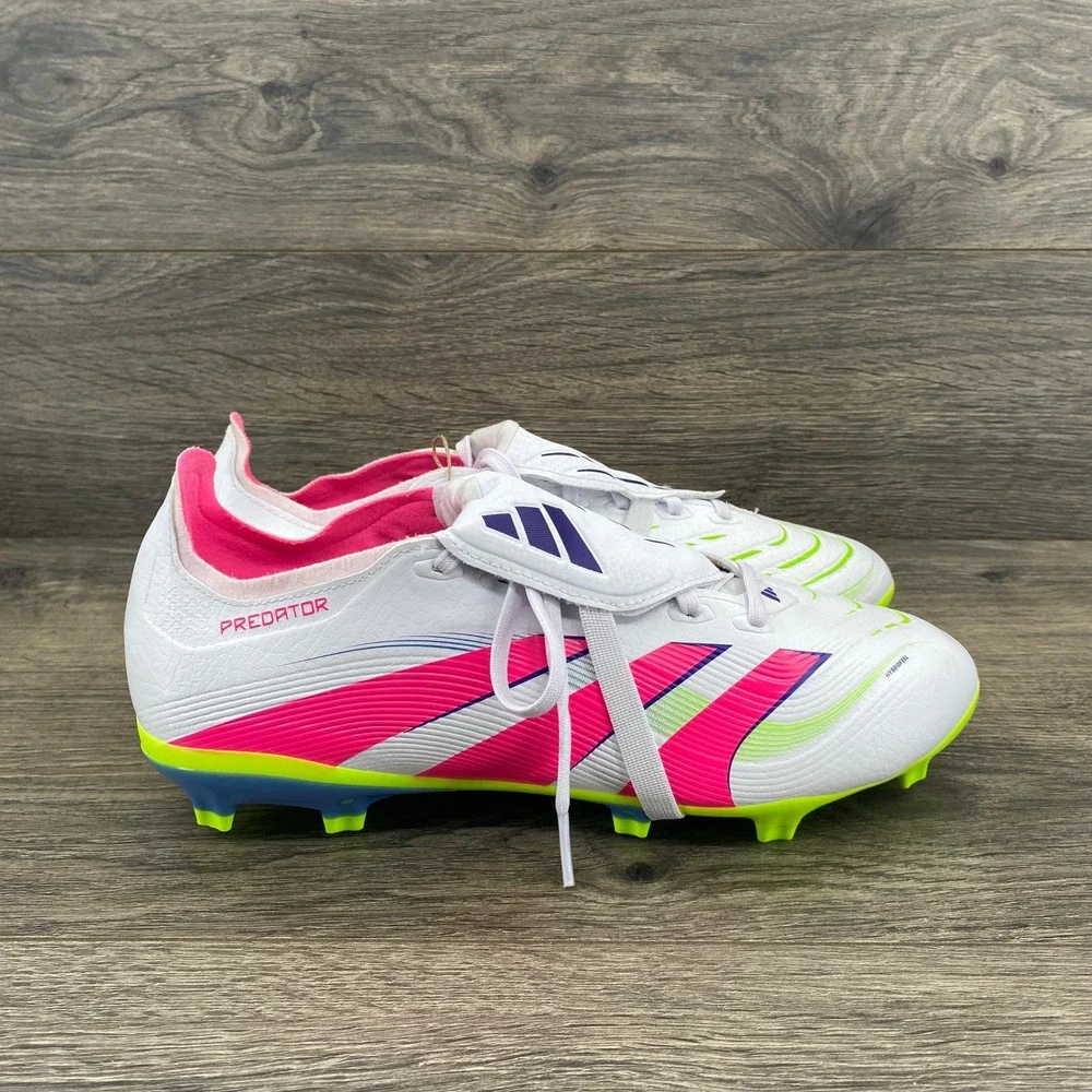 Adidas Predator League FT Soccer Cleats Mens 8 White Pink ID1320 Foldover Tongue